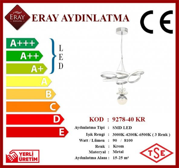 Eray Aydınlatma 9278-40 Led Krom Avize - Resim 4