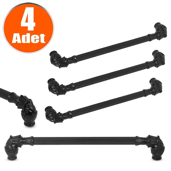 Alyans Çekmece Dolap Dolabı Kulpu Kulbu 192 Mm Siyah Rustik Metal Kulpları (4 ADET) Mobilya Mutfak ürün görseli 1