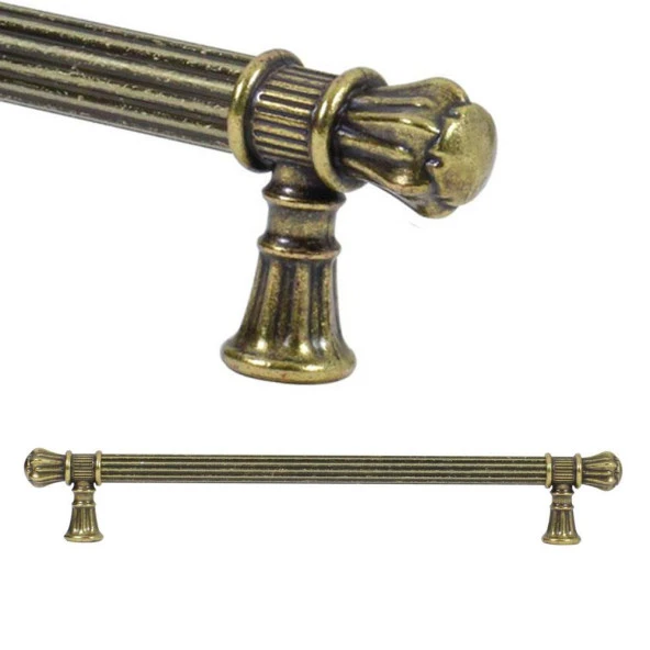 Akbatı Çekmece Dolap Kapak Kulpu Kulbu 192 mm Antik Sarı Rustik Metal Kulp ürün görseli 1