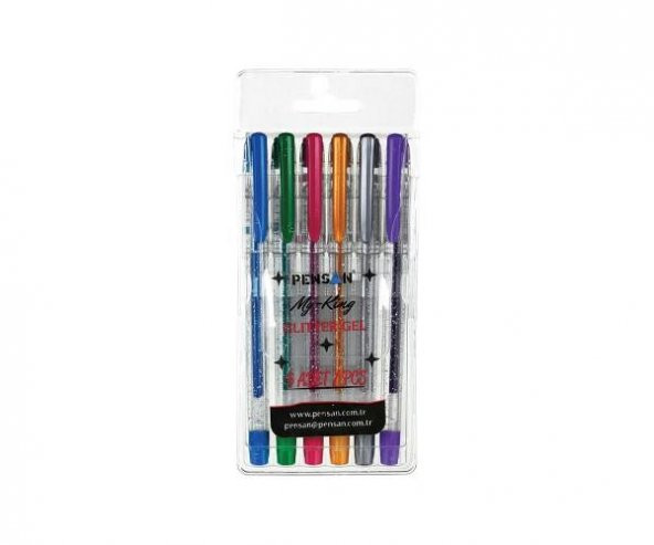 Simli Jel Kalem Fosforlu Kalem 6 Adet Pensan Glitter Gel Simli Kalem 6lı Paket ürün görseli 1