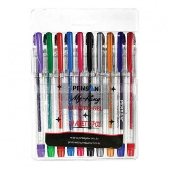 Simli Jel Kalem Fosforlu Kalem 10 Adet Pensan Glitter Gel Simli Kalem 10lu Paket ürün görseli 1
