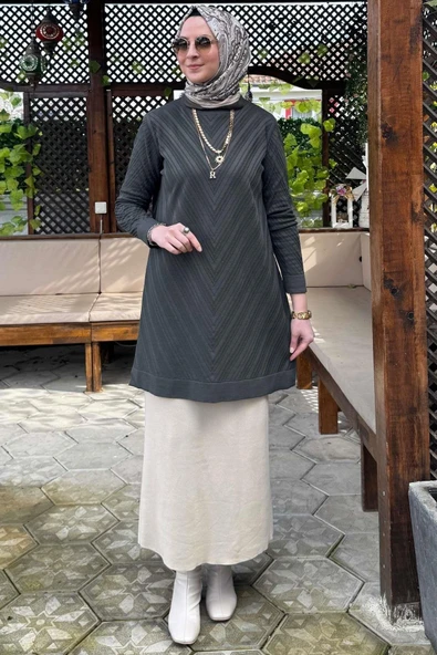 Damla Triko Tunik Haki ürün görseli 1