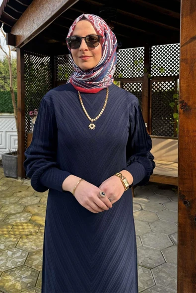 Yağmur Triko Elbise Lacivert ürün görseli 1
