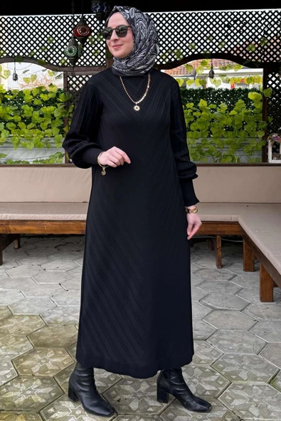 Yağmur Triko Elbise Siyah - Resim 2