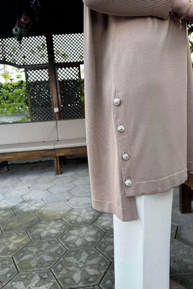 Sevda Triko Tunik Bej - Resim 4