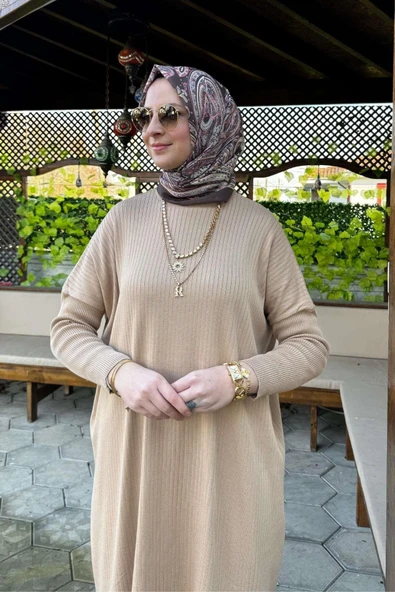 Dora Triko Tunik Bej - Resim 10