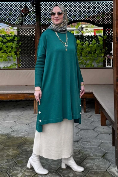 Sevda Triko Tunik Zümrüt - Resim 5