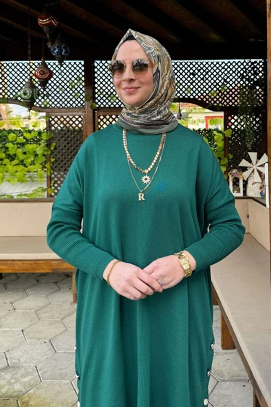 Sevda Triko Tunik Zümrüt - Resim 2