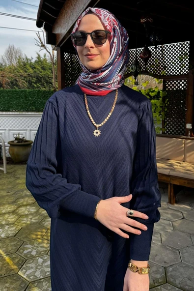 Yağmur Triko Elbise Lacivert - Resim 3