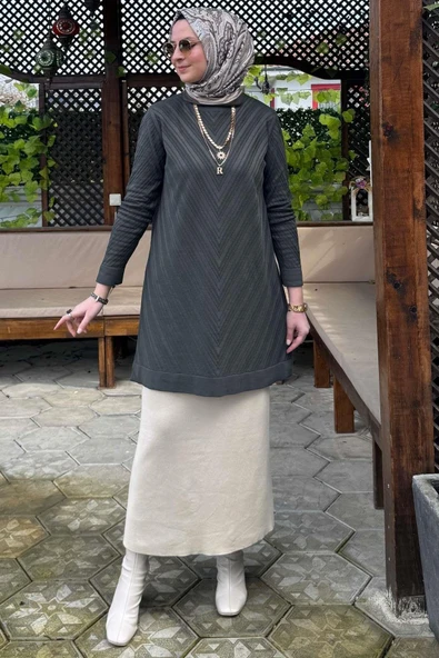 Damla Triko Tunik Haki - Resim 7