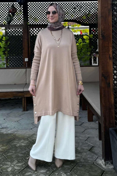 Sevda Triko Tunik Bej ürün görseli 1