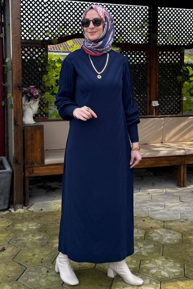 Yağmur Triko Elbise Lacivert - Resim 4