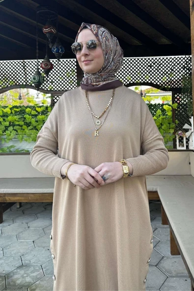 Sevda Triko Tunik Bej - Resim 2