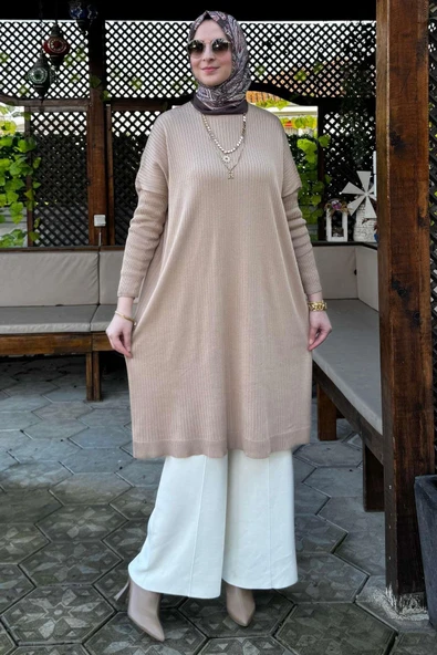 Dora Triko Tunik Bej - Resim 4
