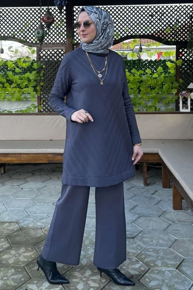 Damla Triko Tunik Antrasit - Resim 5