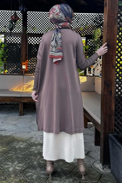 Sevda Triko Tunik Sütlü Kahve - Resim 8