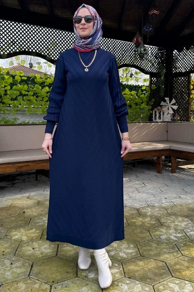 Yağmur Triko Elbise Lacivert - Resim 7