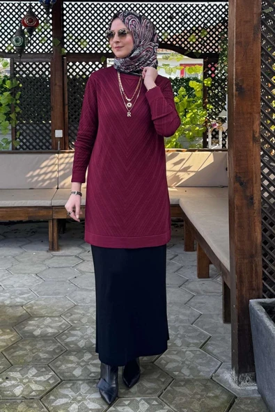 Damla Triko Tunik Bordo ürün görseli 1
