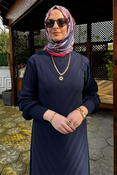 Yağmur Triko Elbise Lacivert - Resim 5