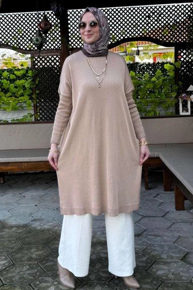Dora Triko Tunik Bej - Resim 7
