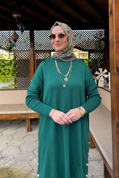 Sevda Triko Tunik Zümrüt - Resim 4