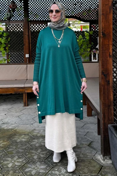 Sevda Triko Tunik Zümrüt - Resim 3