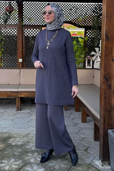 Damla Triko Tunik Antrasit - Resim 3