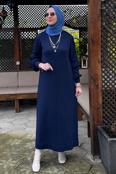 Ecem Triko Elbise Lacivert - Resim 6