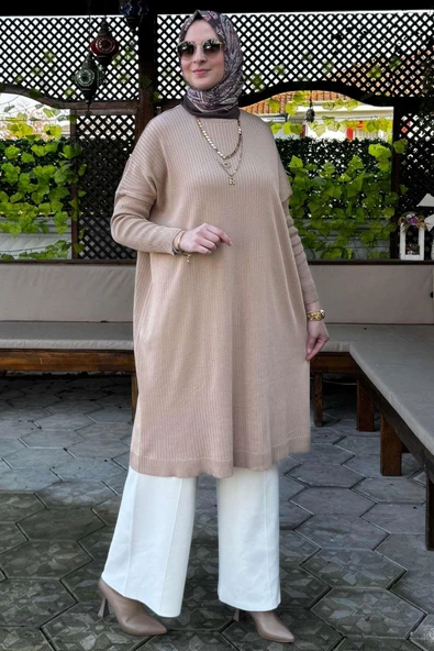 Dora Triko Tunik Bej - Resim 6