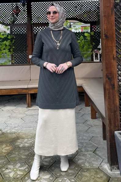 Damla Triko Tunik Haki - Resim 4