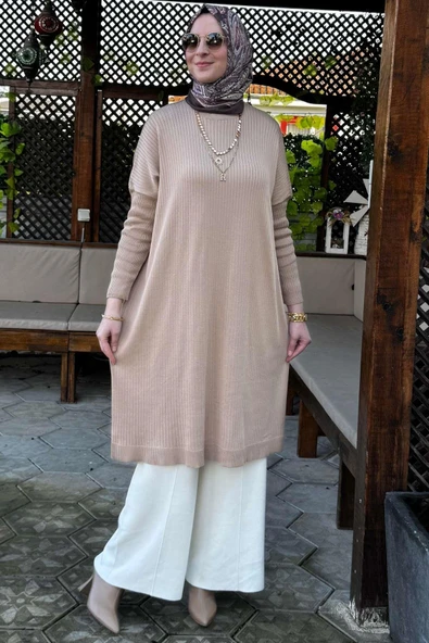 Dora Triko Tunik Bej - Resim 2