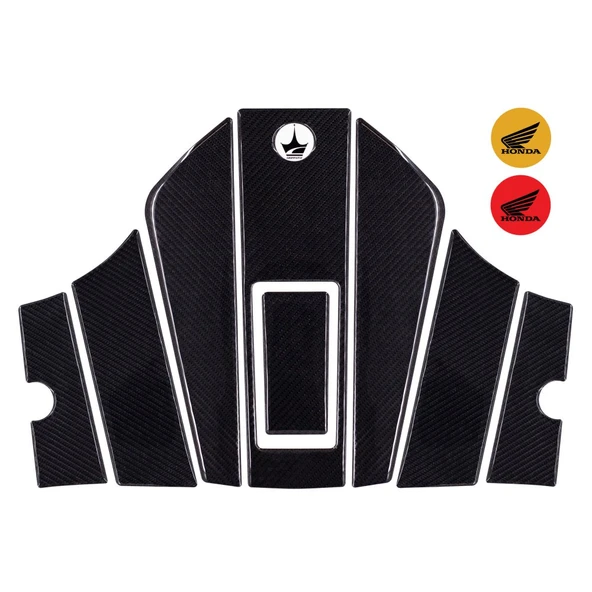 Grippatch Honda Activa 125 2023 ile Uyumlu Kaydırmaz 6D Karbon 9 Parça Tank Pad Seti GC24 ürün görseli 1
