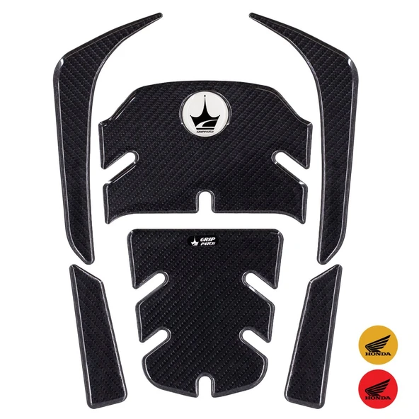 Grippatch Honda Forza250 (2018-2025) ile Uyumlu Kaydırmaz 6D Karbon 7 Parça Tank Pad Seti GC20 ürün görseli 1