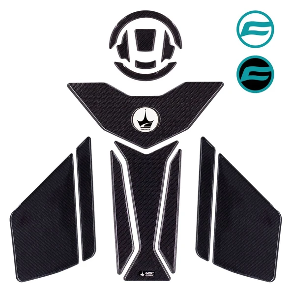 Grippatch CF 450 SR 2024 ile Uyumlu Kaydırmaz 6D Karbon 16 Parça Tank Pad Seti GC16 ürün görseli 1