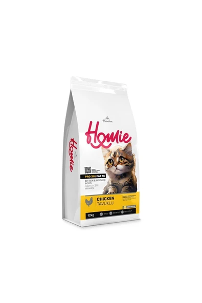 Homie Super Premium Düşük Tahıllı Tavuklu Yavru ve Anne Kedi Maması 12 Kg ürün görseli 1