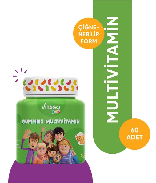 Vitago Kids Gummies Multivitamin Multimineral İçeren 60 Adet Çiğnenebilir Gummy Jel ürün görseli 1