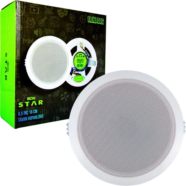 İRONSTAR IRH1016 16CM TRAFOLU ALÇIPAN TAVAN HOPARLÖRÜ 6,5İNÇ 3WATT 100V ürün görseli 1