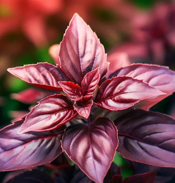 Ata Tohumları Geleneksel Red Basil Boza Kırmızı Tatlı Fesleğen Tohumu(100 tohum) ürün görseli 1