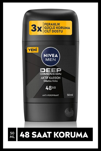 Nivea Men Deep Dimension Aktif Karbon Stick Deodorant 50 ml ürün görseli 1