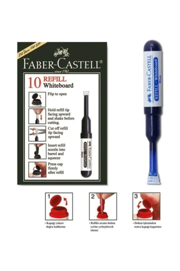 Faber Castell Beyaz Tahta Kalemi Mürekkep Refili Mavi (10 Lu Kutu) ürün görseli 1