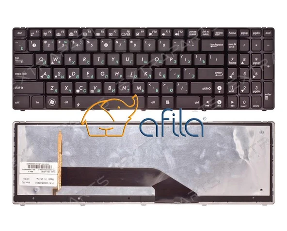 Asus F52, K50, K50IN, K51, K60, K61, K62, K70, K72, NSK-UGQ01 Notebook Klavyesi Siyah US / ışıklı ürün görseli 1