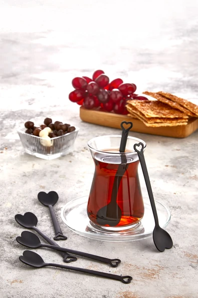 Özel Tasarım 6' Lı Siyah Lüks Çay Kaşığı Seti Takımı ürün görseli 1