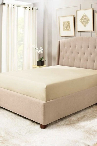 Lastikli Çarşaf  Tek Kişilik - Krem 100x200cm ürün görseli 1