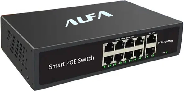 ALFA P208 8+2 10/100/1000Mbps SMART TAMAMI GİGABİT POE SWITCH ürün görseli 1