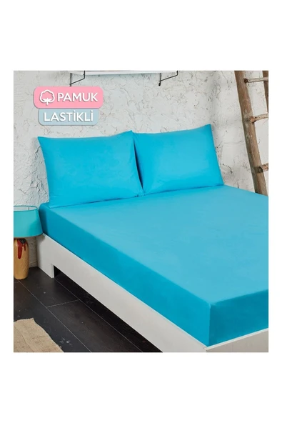 Çift Kişilik Lastikli Çarşaf Pamuklu-havlu Kumaş 160x200 Turkuaz ürün görseli 1