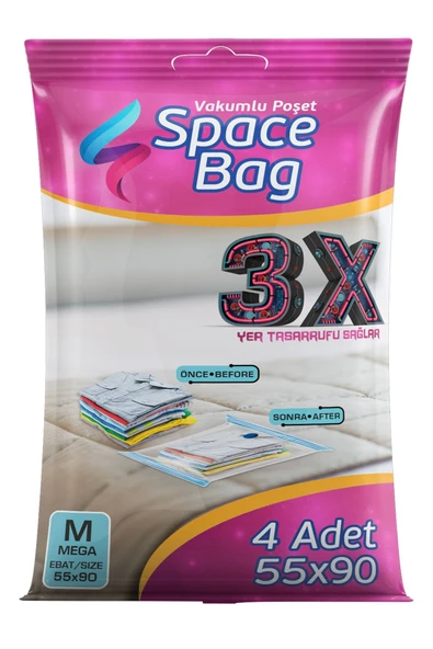 Space Bag  4 Adet 55x90 Vakumlu Poşet Seti + 1 Adet Çorap Hurcu ürün görseli 1