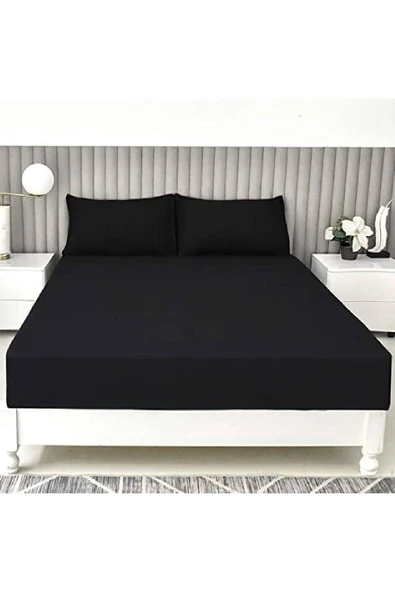 Stella Flavo %100 Pamuk Tek Kişilik Luxury Lastikli Çarşaf Seti Siyah 100x200+30cm ürün görseli 1