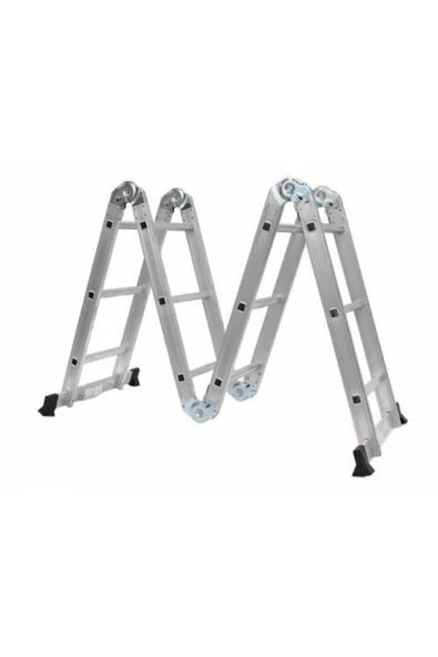 ONESTAR  12 Basamak Akrobat Merdiven 370 Cm 4x3 Katlanır Çok Amaçlı Alüminyum Merdiven Eldiven Hediyeli ürün görseli 1