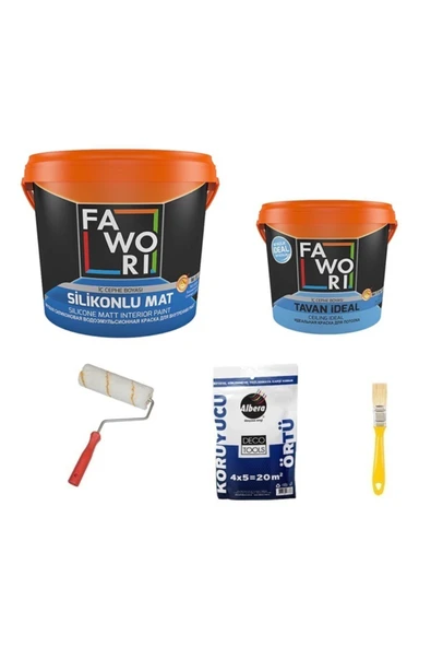 Fawori  Silikonlu Mat İç Cephe Duvar Boyası 20 kg Tavan Boyası 10 kg Set Renk Beyaz ürün görseli 1