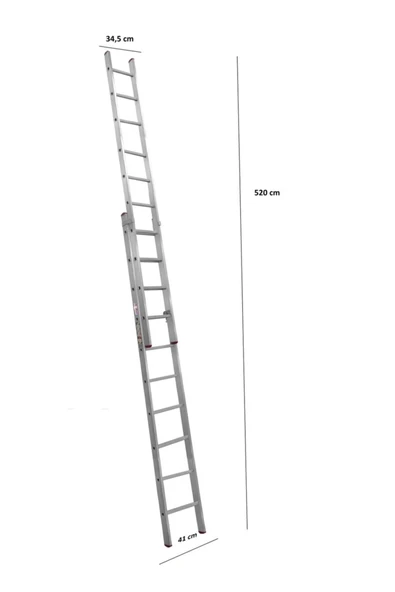 akrobat  3+3 Toplam 6 Metre Endüstriyel Alüminyum Sürgülü (ptt) Merdiveni ürün görseli 1